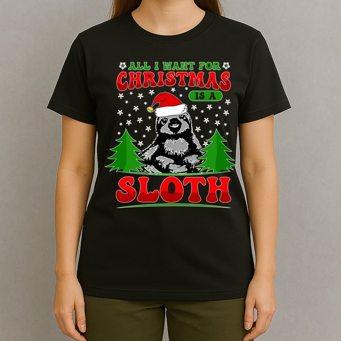 Funny All I Want For Christmas Is A Sloth T-Shirt