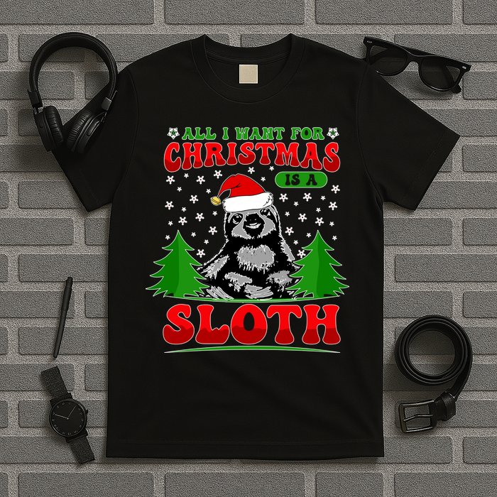 Funny All I Want For Christmas Is A Sloth T-Shirt