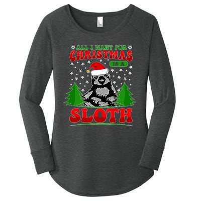 Funny All I Want For Christmas Is A Sloth Women's Perfect Tri Tunic Long Sleeve Shirt