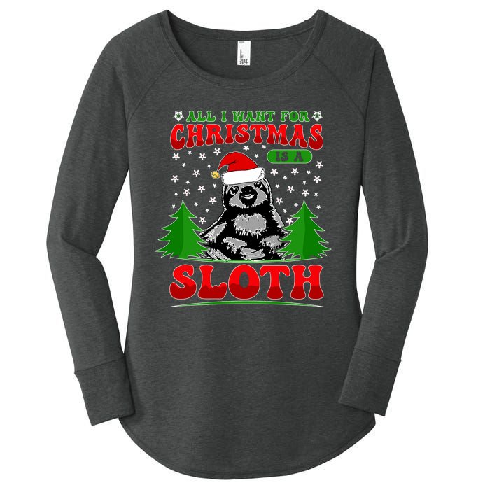 Funny All I Want For Christmas Is A Sloth Women's Perfect Tri Tunic Long Sleeve Shirt