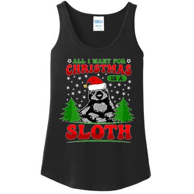 Funny All I Want For Christmas Is A Sloth Ladies Essential Tank