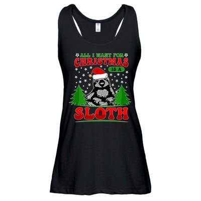 Funny All I Want For Christmas Is A Sloth Ladies Essential Flowy Tank