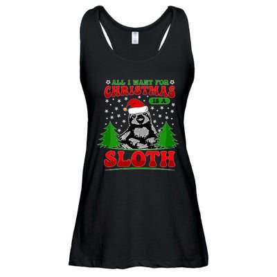 Funny All I Want For Christmas Is A Sloth Ladies Essential Flowy Tank