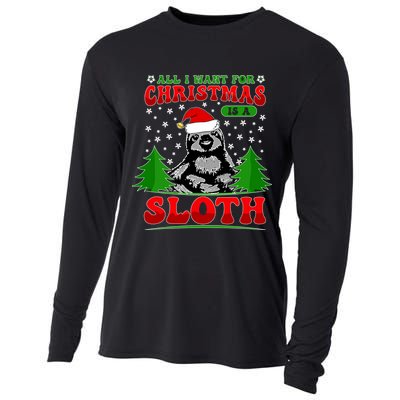 Funny All I Want For Christmas Is A Sloth Cooling Performance Long Sleeve Crew