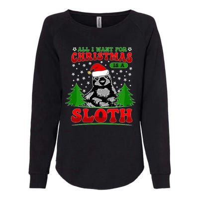 Funny All I Want For Christmas Is A Sloth Womens California Wash Sweatshirt