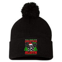 Funny All I Want For Christmas Is A Sloth Pom Pom 12in Knit Beanie