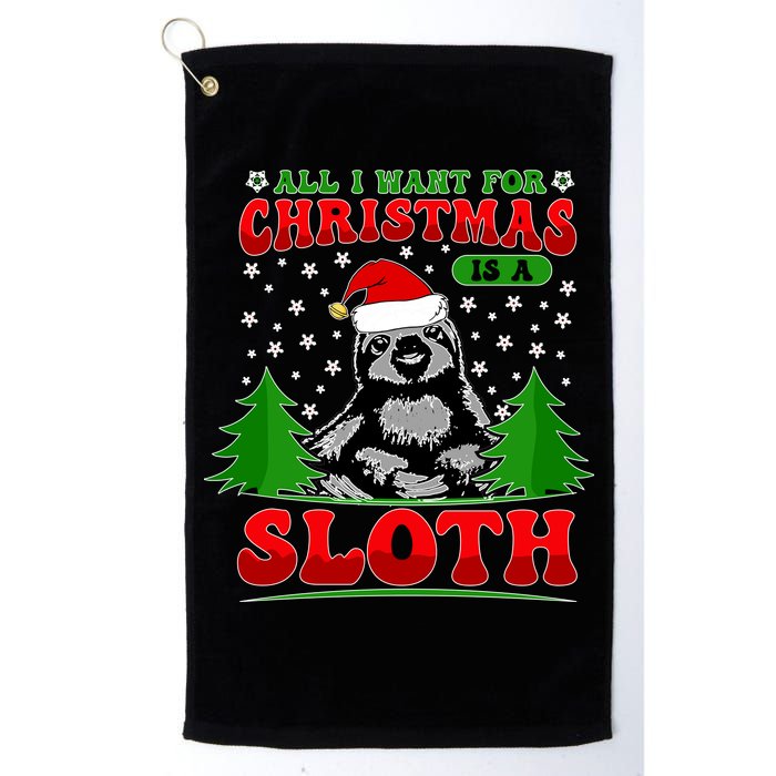 Funny All I Want For Christmas Is A Sloth Golf Towel