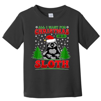 Funny All I Want For Christmas Is A Sloth Toddler T-Shirt