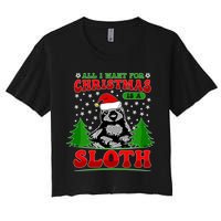 Funny All I Want For Christmas Is A Sloth Crop Top