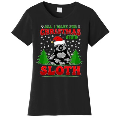 Funny All I Want For Christmas Is A Sloth Women's T-Shirt