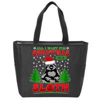 Funny All I Want For Christmas Is A Sloth Zip Tote Bag