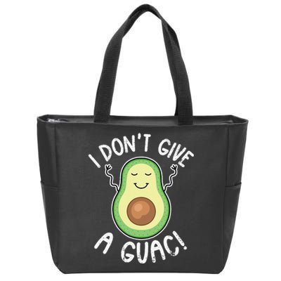 Funny Avocado I Don't Give A Guac Vegan Zip Tote Bag