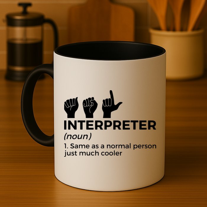 Funny ASL Interpreter Definition American Sign Language Coffee Mug