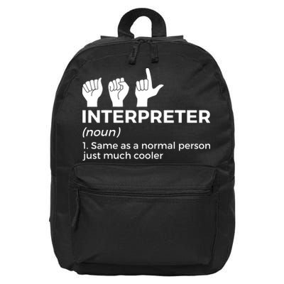 Funny ASL Interpreter Definition American Sign Language 16 in Basic Backpack