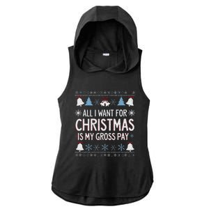 Funny All I Want For Christmas Is My Gross Pay Joke Humour Ladies PosiCharge Tri-Blend Wicking Draft Hoodie Tank