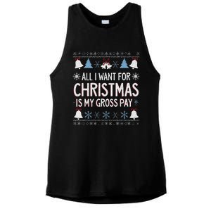 Funny All I Want For Christmas Is My Gross Pay Joke Humour Ladies PosiCharge Tri-Blend Wicking Tank