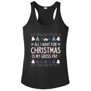 Funny All I Want For Christmas Is My Gross Pay Joke Humour Ladies PosiCharge Competitor Racerback Tank