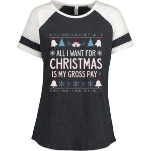 Funny All I Want For Christmas Is My Gross Pay Joke Humour Enza Ladies Jersey Colorblock Tee