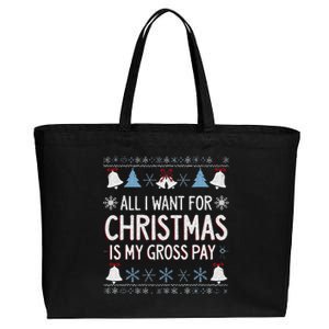 Funny All I Want For Christmas Is My Gross Pay Joke Humour Cotton Canvas Jumbo Tote