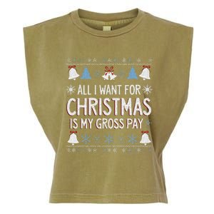 Funny All I Want For Christmas Is My Gross Pay Joke Humour Garment-Dyed Women's Muscle Tee