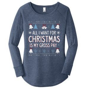 Funny All I Want For Christmas Is My Gross Pay Joke Humour Women's Perfect Tri Tunic Long Sleeve Shirt