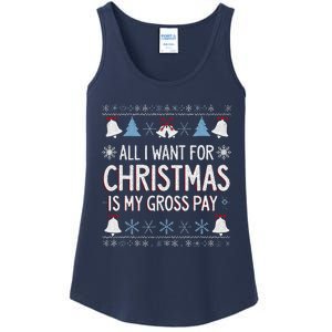 Funny All I Want For Christmas Is My Gross Pay Joke Humour Ladies Essential Tank