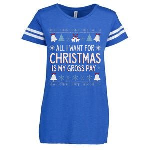 Funny All I Want For Christmas Is My Gross Pay Joke Humour Enza Ladies Jersey Football T-Shirt