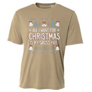 Funny All I Want For Christmas Is My Gross Pay Joke Humour Cooling Performance Crew T-Shirt