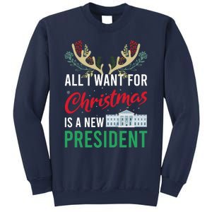 Funny All I Want For Christmas Is A New President Ugly Xmas Sweatshirt