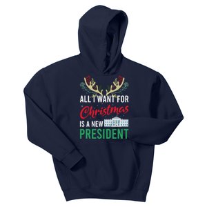 Funny All I Want For Christmas Is A New President Ugly Xmas Kids Hoodie