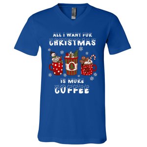 Funny All I Want For Christmas Is More Coffee Lover Pajamas Gift V-Neck T-Shirt