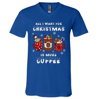 Funny All I Want For Christmas Is More Coffee Lover Pajamas Gift V-Neck T-Shirt