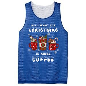 Funny All I Want For Christmas Is More Coffee Lover Pajamas Gift Mesh Reversible Basketball Jersey Tank