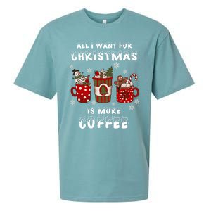 Funny All I Want For Christmas Is More Coffee Lover Pajamas Gift Sueded Cloud Jersey T-Shirt