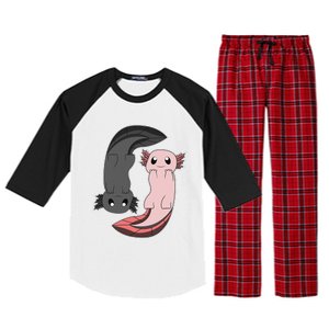 Funny Axolotl  I Yin Yang Reptile  Raglan Sleeve Pajama Set