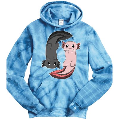Funny Axolotl  I Yin Yang Reptile  Tie Dye Hoodie