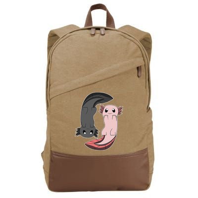 Funny Axolotl  I Yin Yang Reptile  Cotton Canvas Backpack