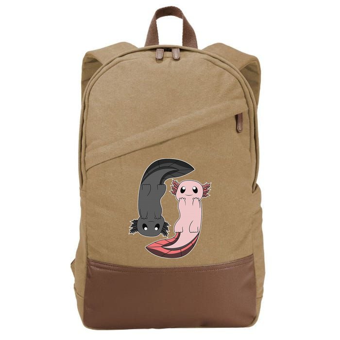 Funny Axolotl  I Yin Yang Reptile  Cotton Canvas Backpack
