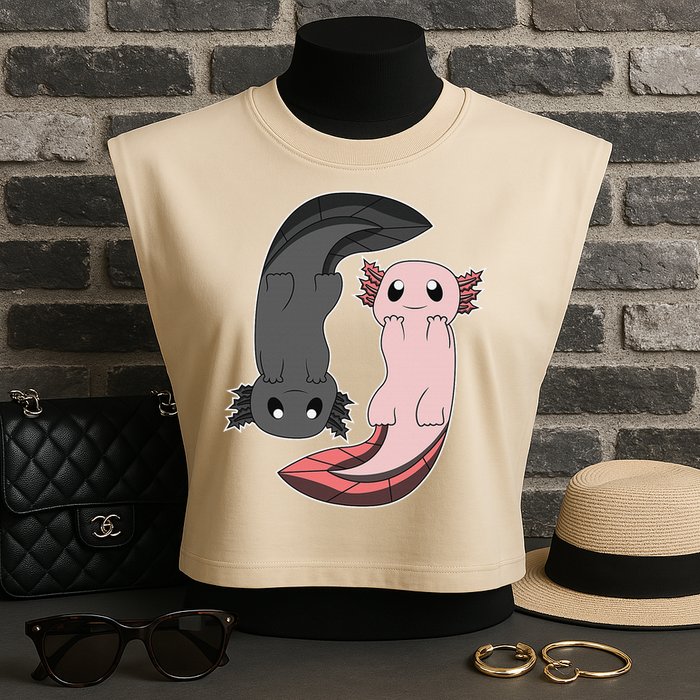 Funny Axolotl  I Yin Yang Reptile  Garment-Dyed Women's Muscle Tee