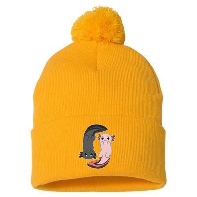 Funny Axolotl  I Yin Yang Reptile  Pom Pom 12in Knit Beanie
