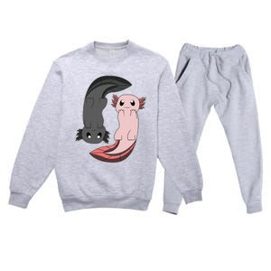 Funny Axolotl  I Yin Yang Reptile  Premium Crewneck Sweatsuit Set