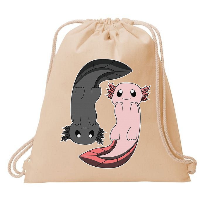 Funny Axolotl  I Yin Yang Reptile  Drawstring Bag