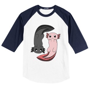 Funny Axolotl  I Yin Yang Reptile  Baseball Sleeve Shirt