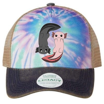 Funny Axolotl  I Yin Yang Reptile  Legacy Tie Dye Trucker Hat