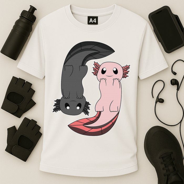 Funny Axolotl  I Yin Yang Reptile  Performance Shirt