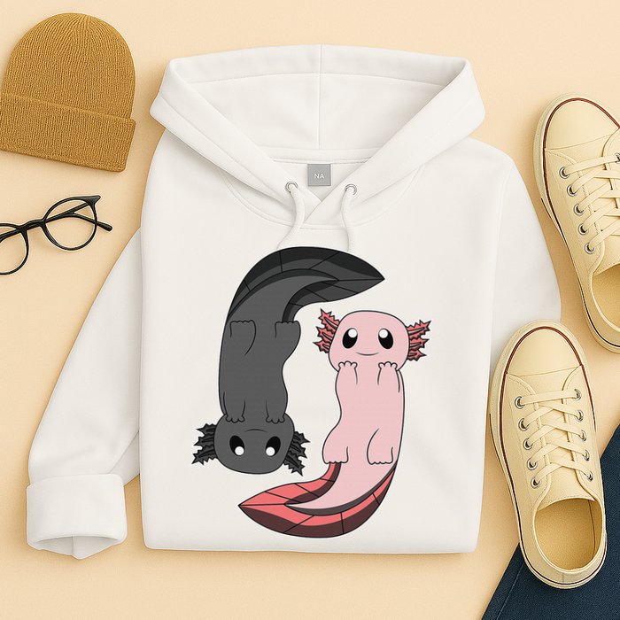 Funny Axolotl  I Yin Yang Reptile  Hoodie