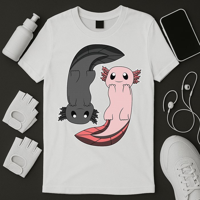 Funny Axolotl  I Yin Yang Reptile  T-Shirt