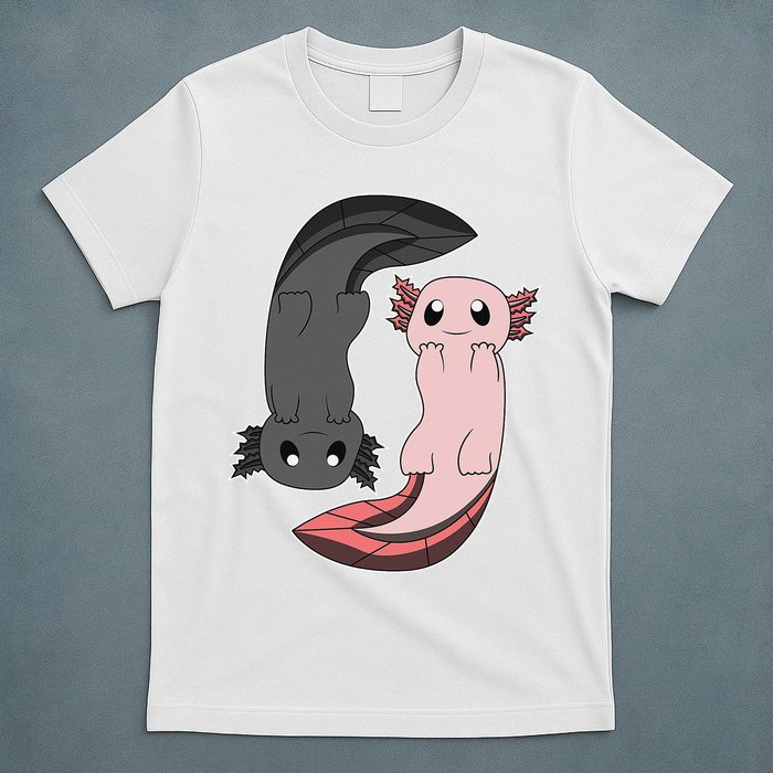 Funny Axolotl  I Yin Yang Reptile  T-Shirt
