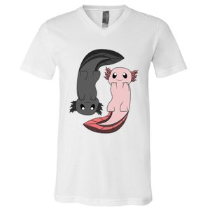 Funny Axolotl  I Yin Yang Reptile  V-Neck T-Shirt