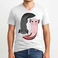 Funny Axolotl  I Yin Yang Reptile  V-Neck T-Shirt
